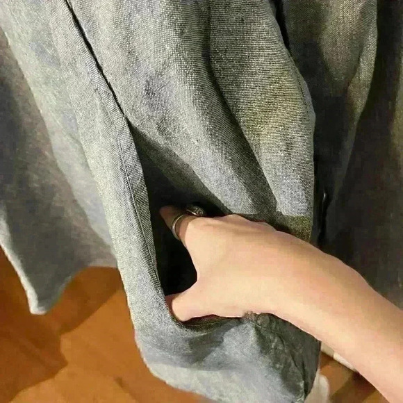 FLAX By Jeanne Engelhart Linen V Neck Lagen Tunic Shirt Top Womens Size Large - Picture 7 of 7